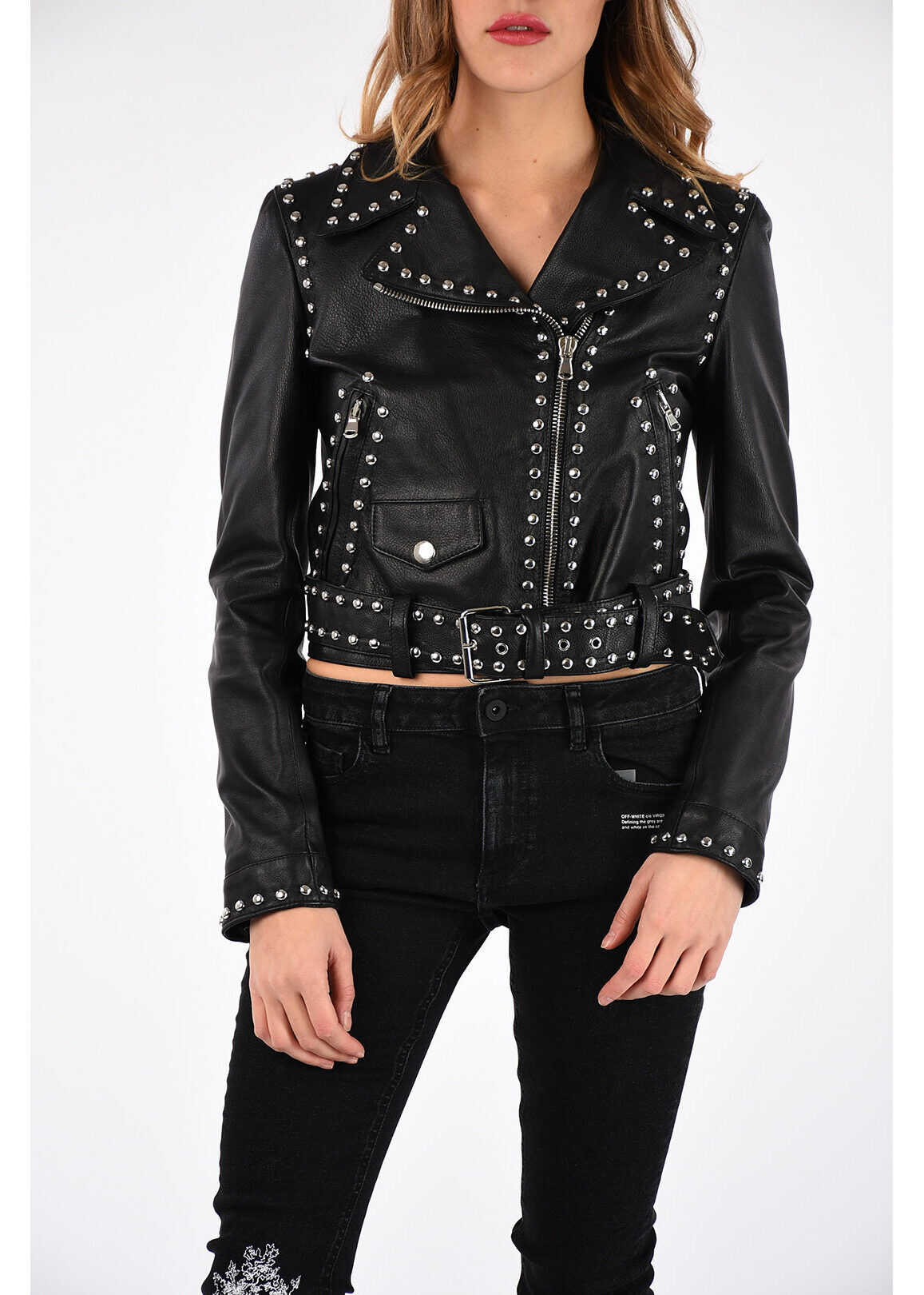 Moschino COUTURE Leather Biker Jacket BLACK