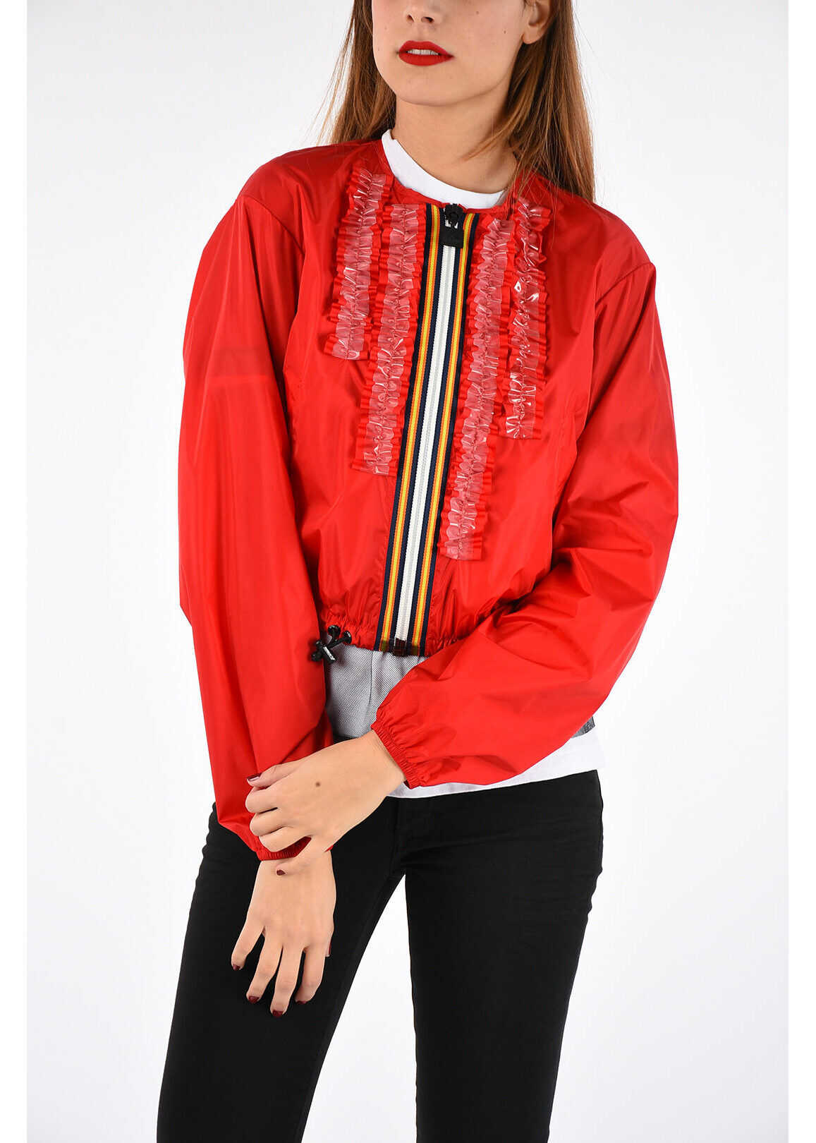 DSQUARED2 K-WAY Ruffled Cropped Jacket RED