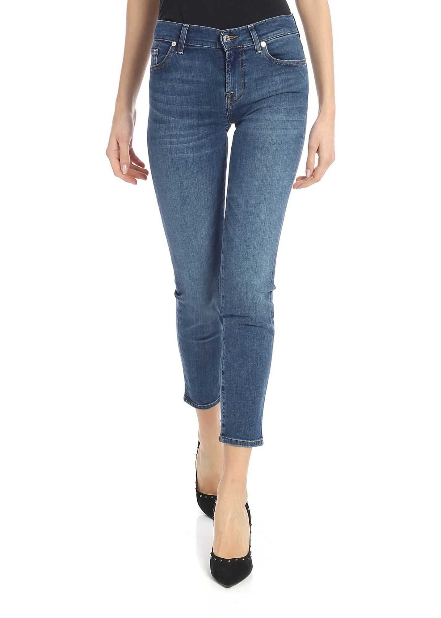 7 For All Mankind Roxanne Jeans In Dark Blue Blue
