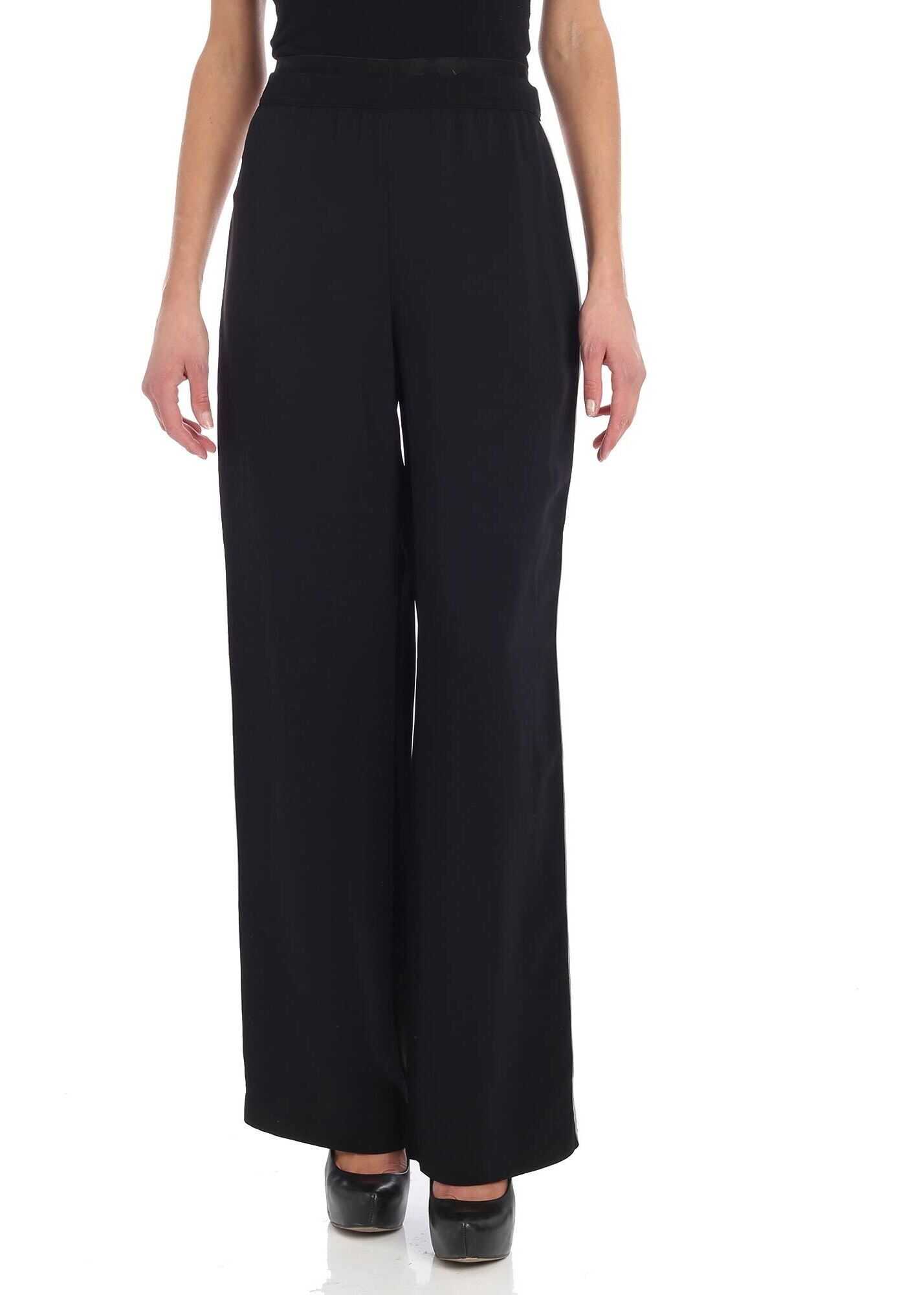 Karl Lagerfeld Trousers With Side Branded Bands Black