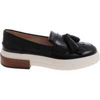 Mocasini Black Moccasins With Tassels And White Sole Barbati