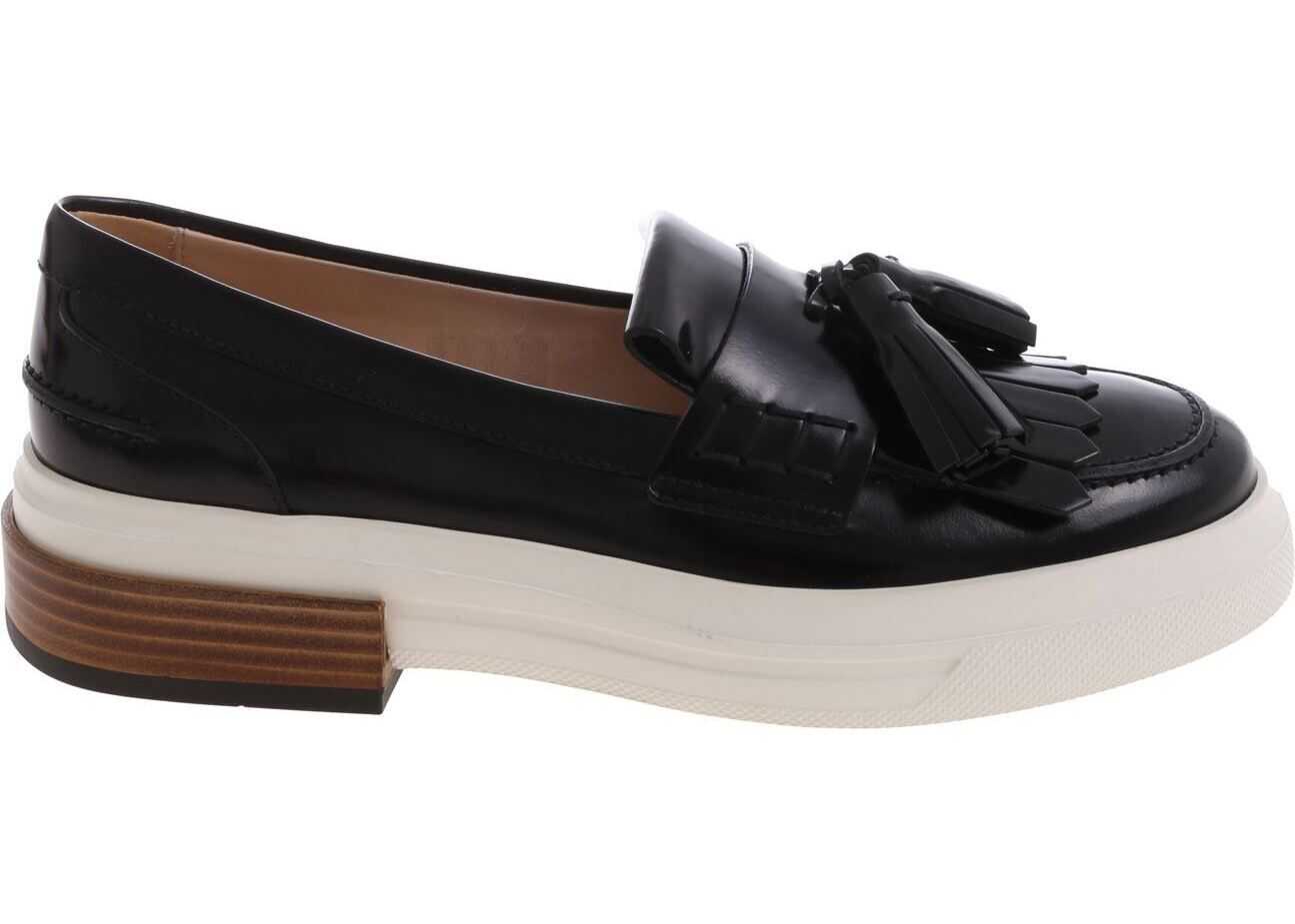 TOD\'S Black Moccasins With Tassels And White Sole Black