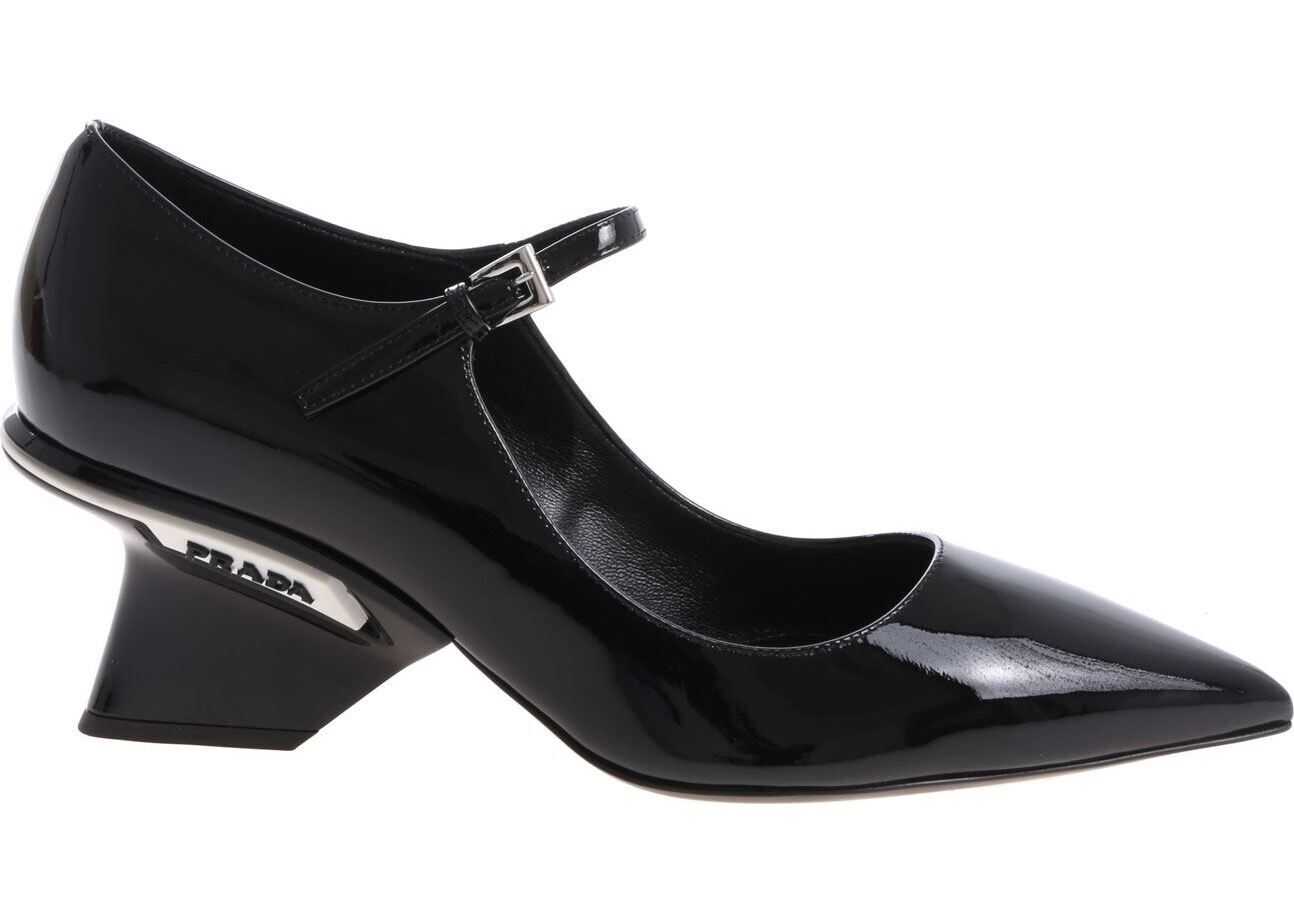 Pantof Prada Pointed Black Shoes With Strap Black