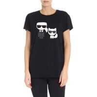 Tricouri Black "Karl And Choupette Ikonik" T-Shirt Femei