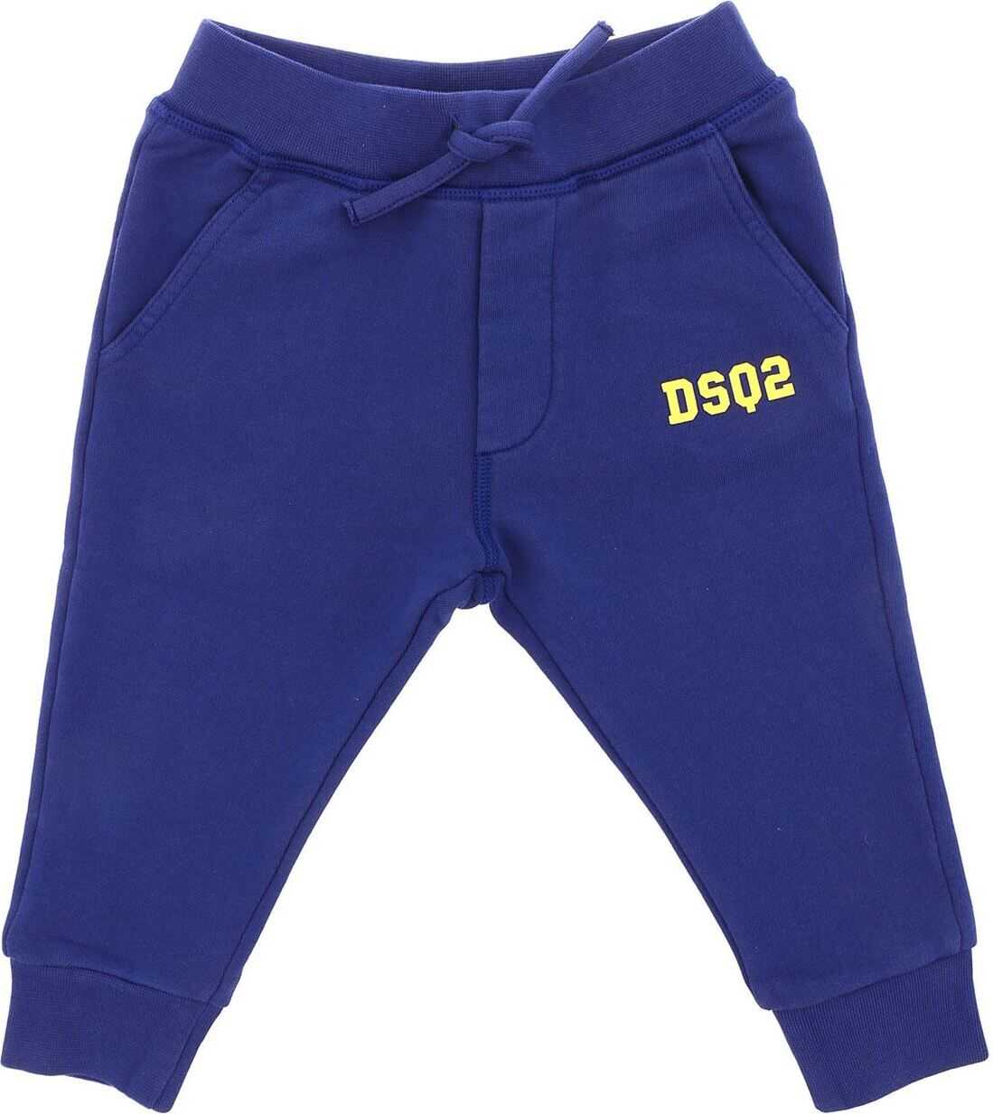 DSQUARED2 Blue Pants With Yellow Logo Blue