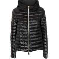 Geci de iarna Black Quilted Down Jacket With Technical Fabric Collar Femei