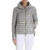 Geci de iarna Grey Down Jacket With Pleats On The Neckline Femei