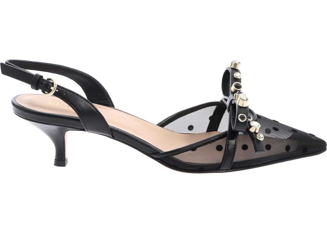 Pantof RED VALENTINO Black Geometric Bow Pumps Black