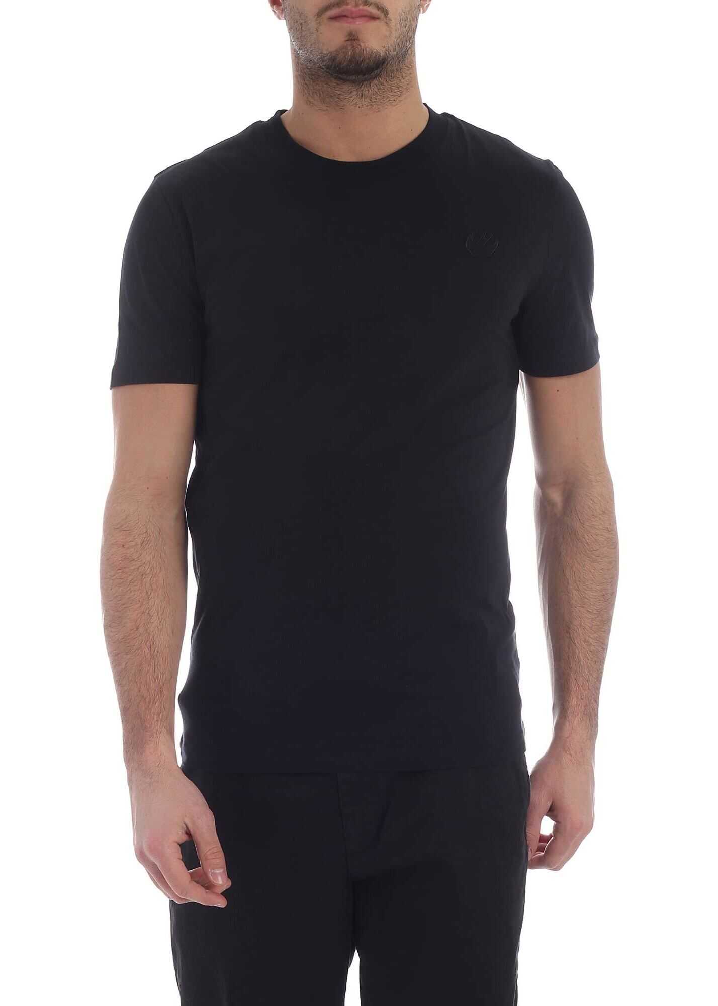 MCQ Alexander McQueen Black T-Shirt With Swallow Embroidery Black