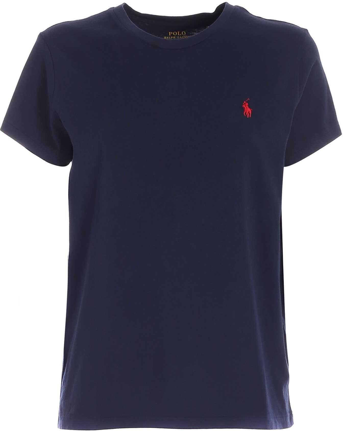 Blue Denim T-Shirt With Contrasting Logo