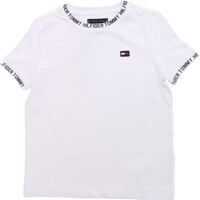 Tricouri White Crew Neck T-Shirt With Logo Trim Baieti