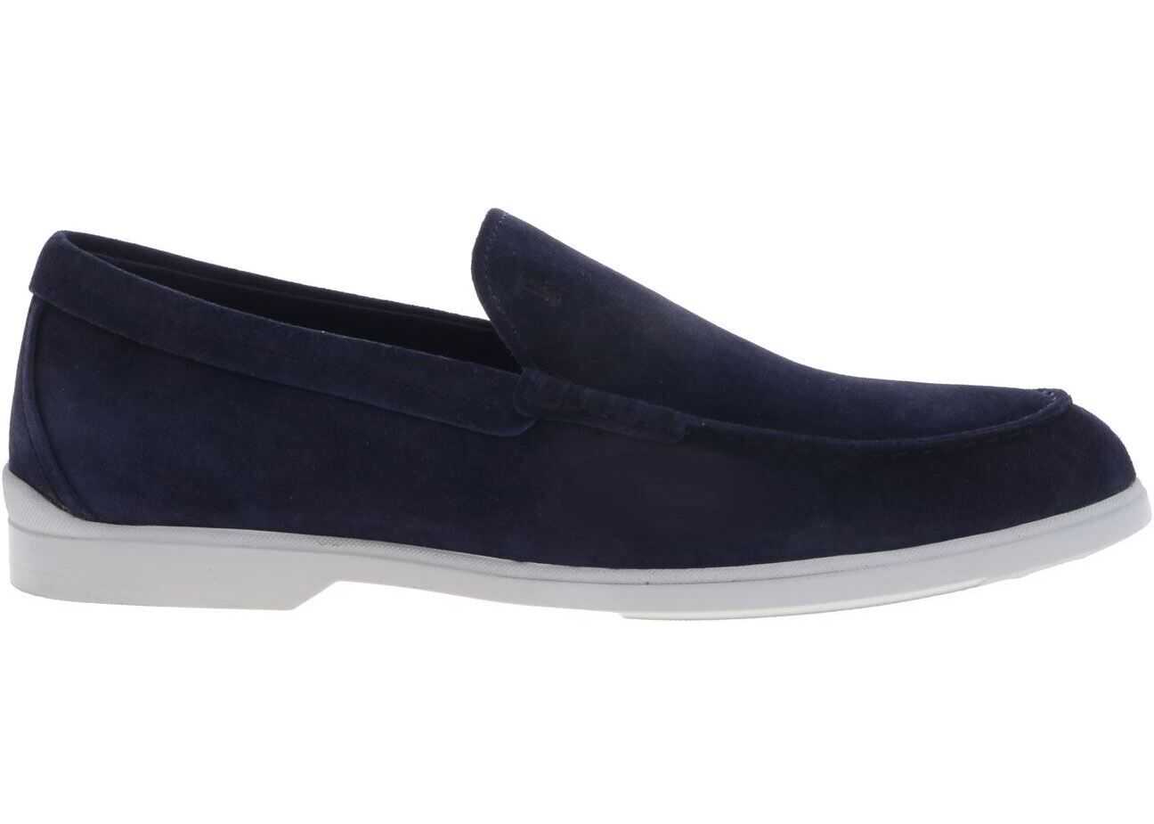 TOD'S Men's Moccasins In Blue Suede Blue