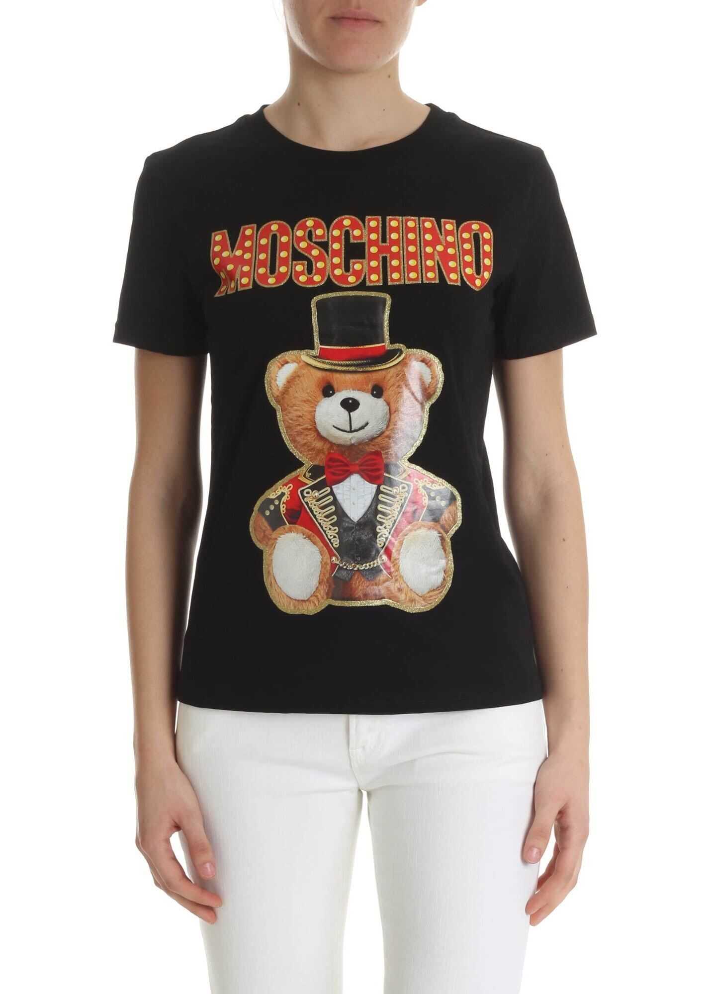 Moschino T-Shrt In Black Teddy Circus Cotton Jersey Black