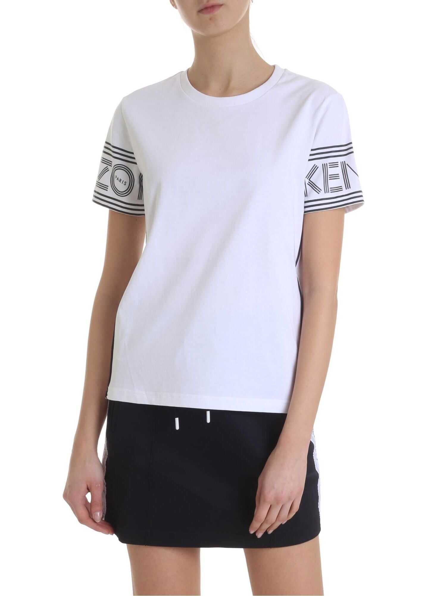 Kenzo White T-Shirt With Kenzo Print On The Sleeves White