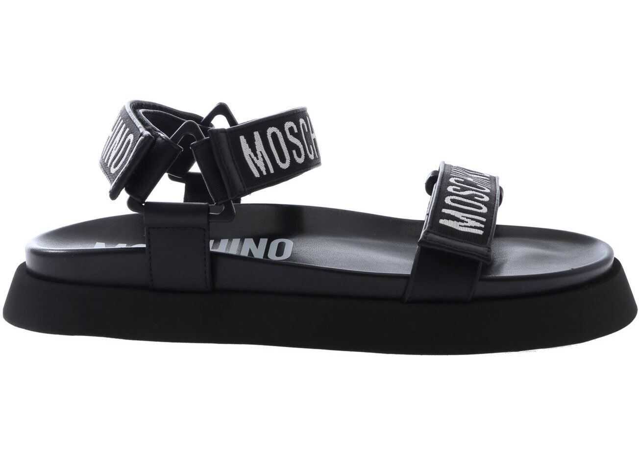Black Sandals With Branded Straps