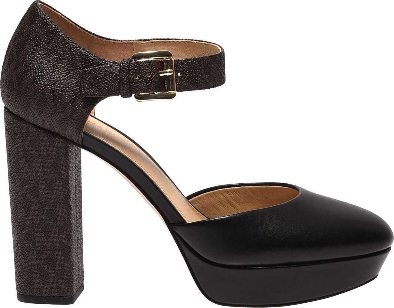 Pantof Michael Kors Sierra Platform Ankle Straps In Black And Brown Black