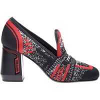 Pantofi cu toc Pumps In Black And Red Knitted Fabric Femei