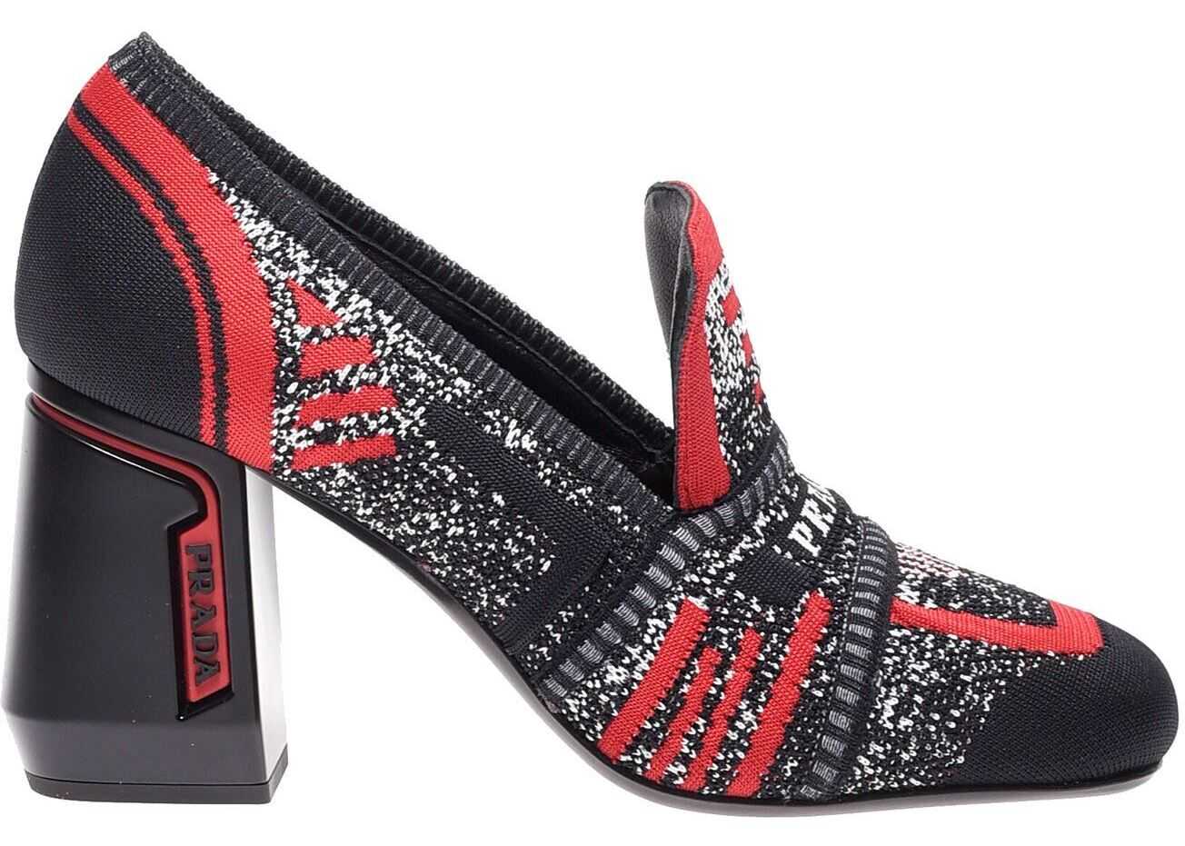Pantof Prada Pumps In Black And Red Knitted Fabric Black