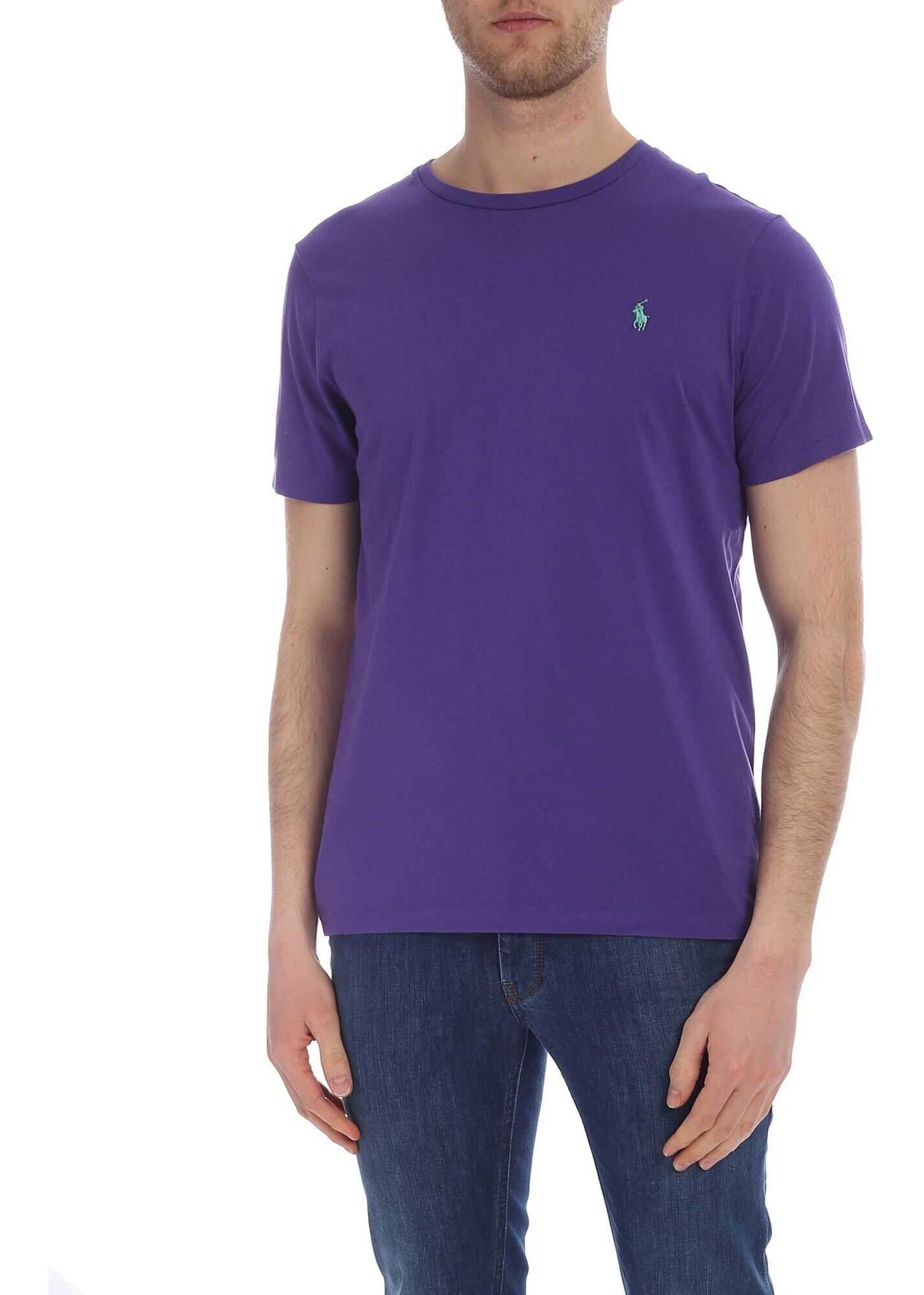 Ralph Lauren Custom Slim Fit T-Shirt In Purple Purple