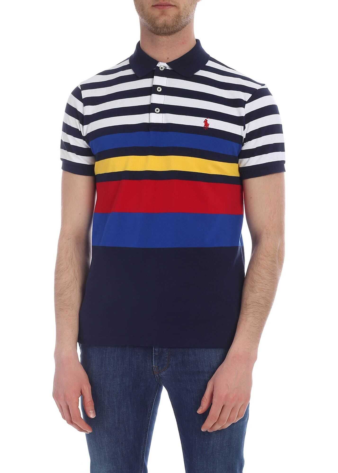 Ralph Lauren Blue And White Knitted Polo Blue