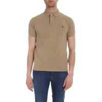 Tricouri Polo Beige Polo With Green Logo Embroidery Barbati
