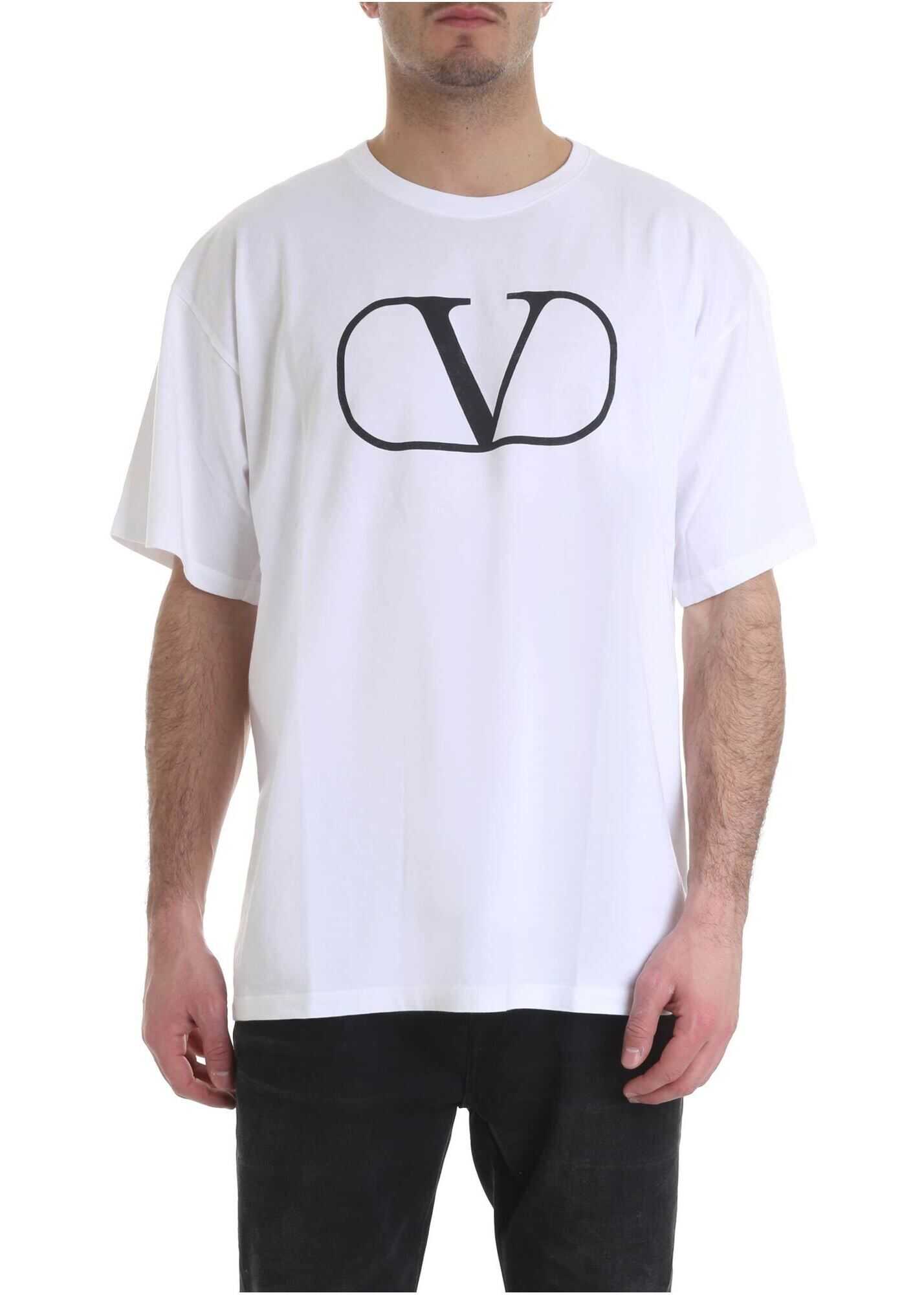 Valentino Garavani White T-Shirt With V Logo Print White