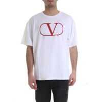 Tricouri White T-Shirt With Red V Logo Print Barbati