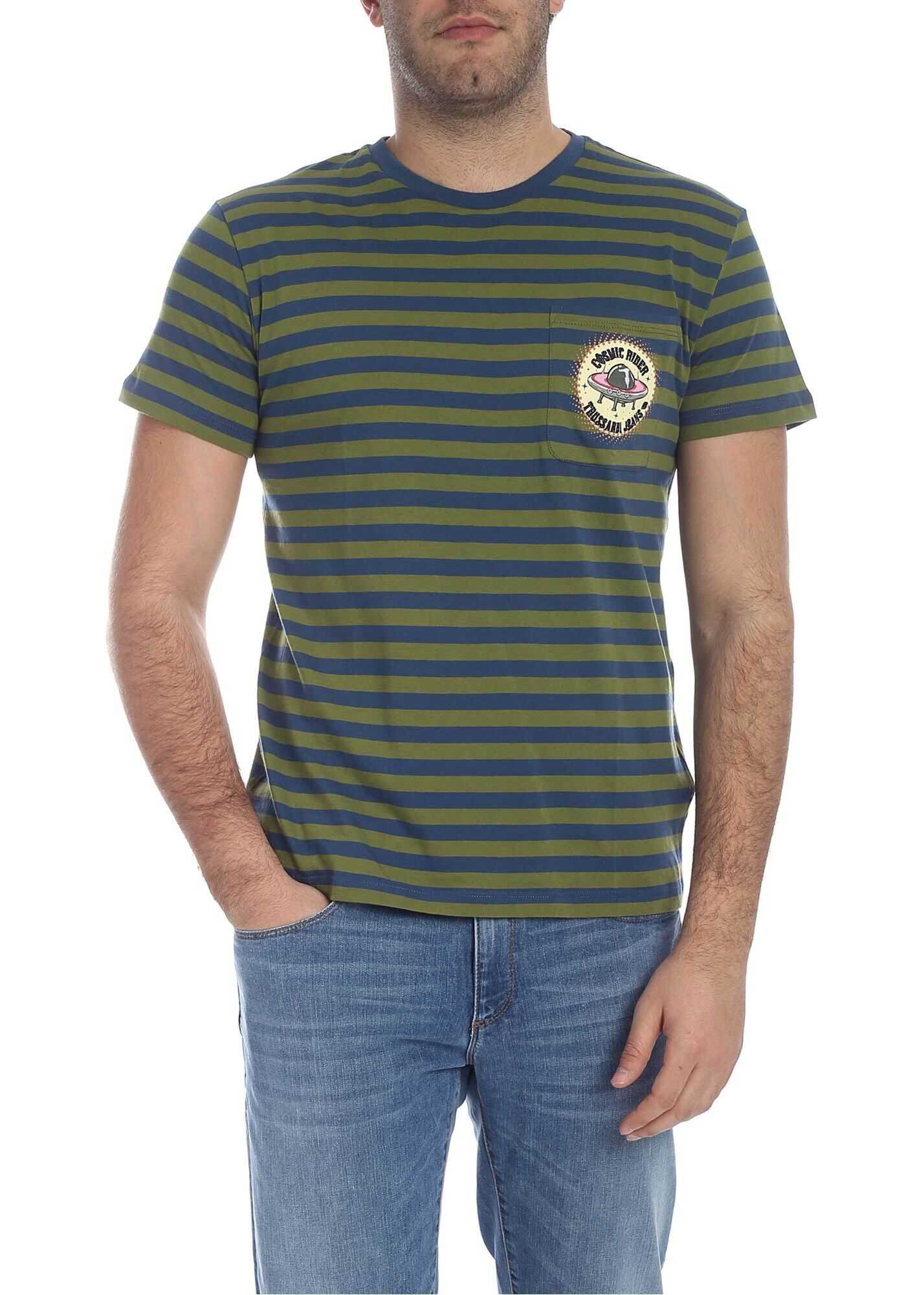 Striped T-Shirt In Green And Blue