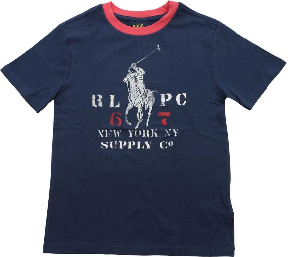 Ralph Lauren Blue T-Shirt With White And Red Print Blue