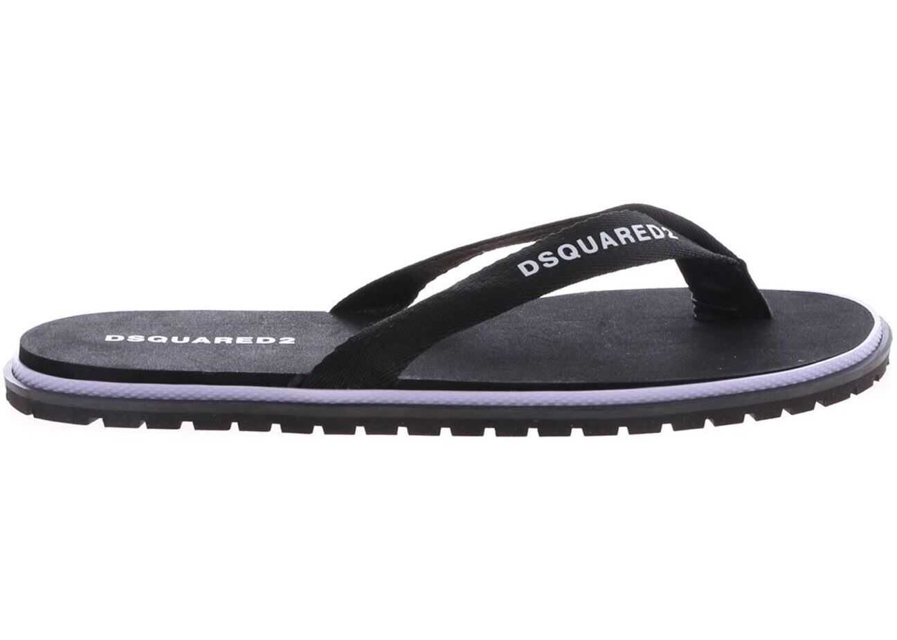 DSQUARED2 Black Flip Flops With Logo Black