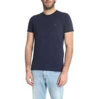 Tricouri Blue Crew-Neck T-Shirt With Red And White Embroidery Barbati