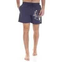 Bermude Blue Embroidered Swim Shorts Barbati