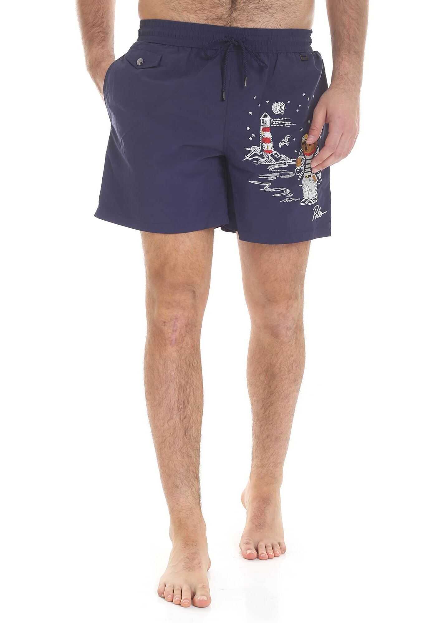 Ralph Lauren Blue Embroidered Swim Shorts Blue