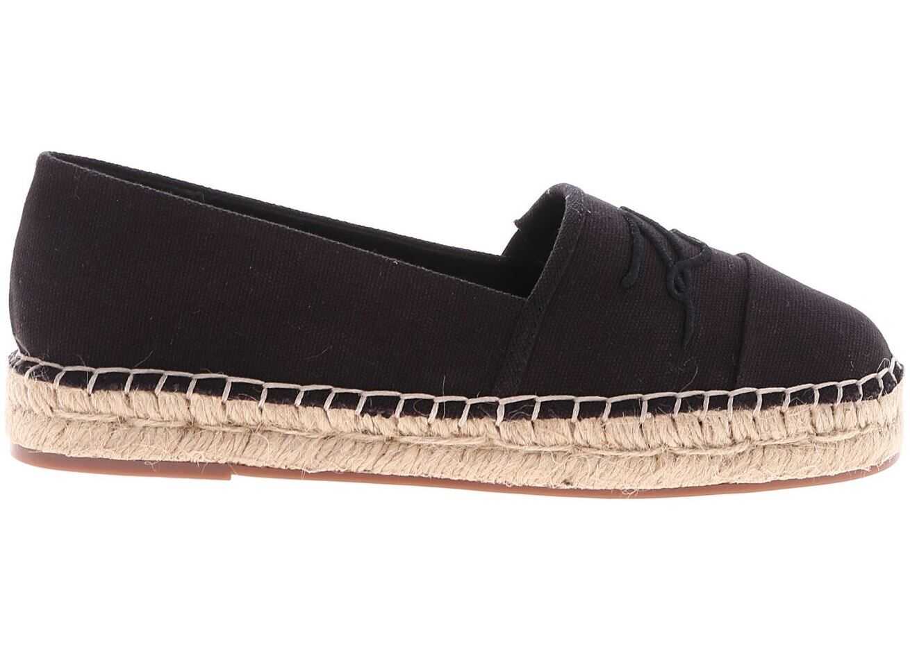 Black Espadrilles With Karl Embroidery