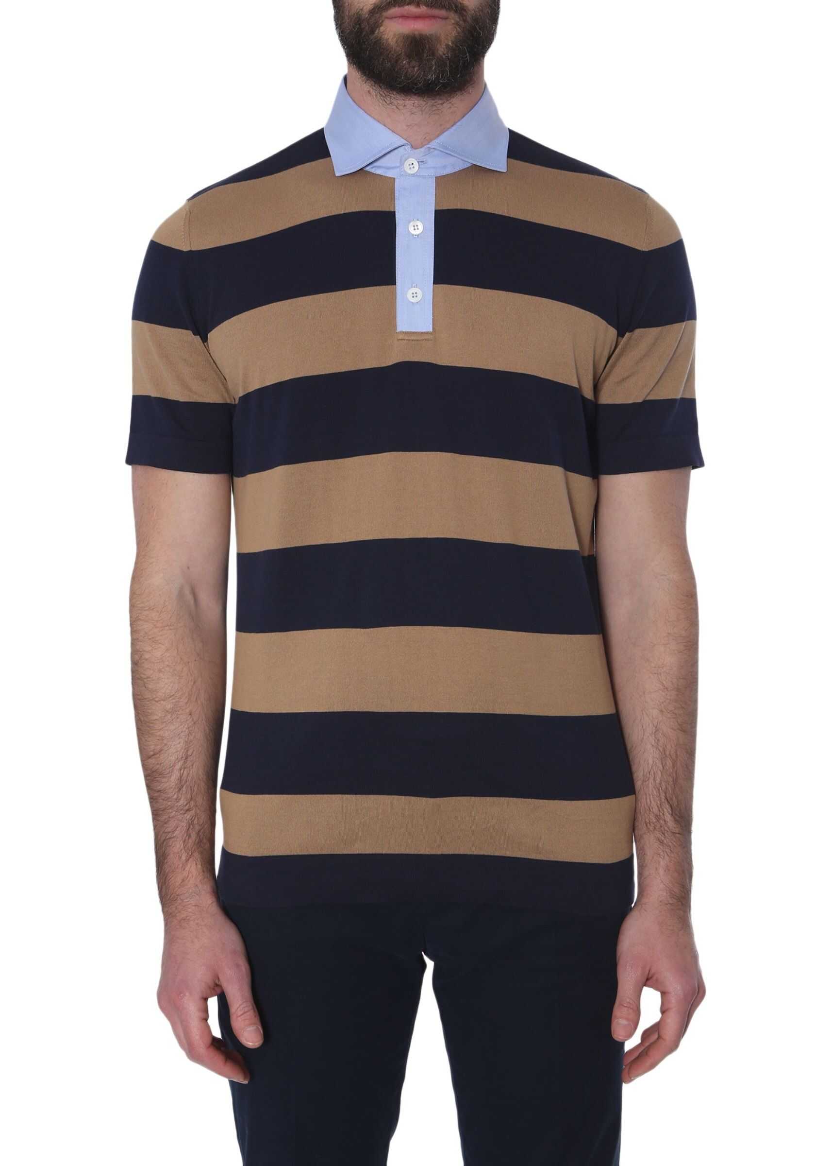 Brunello Cucinelli Striped Polo BLUE