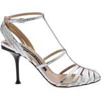 Sandale Mirrored Leather Sandals In Silver Femei