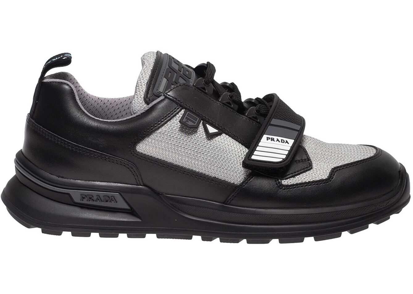Prada Mechano Sneakers In Black And Silver Black