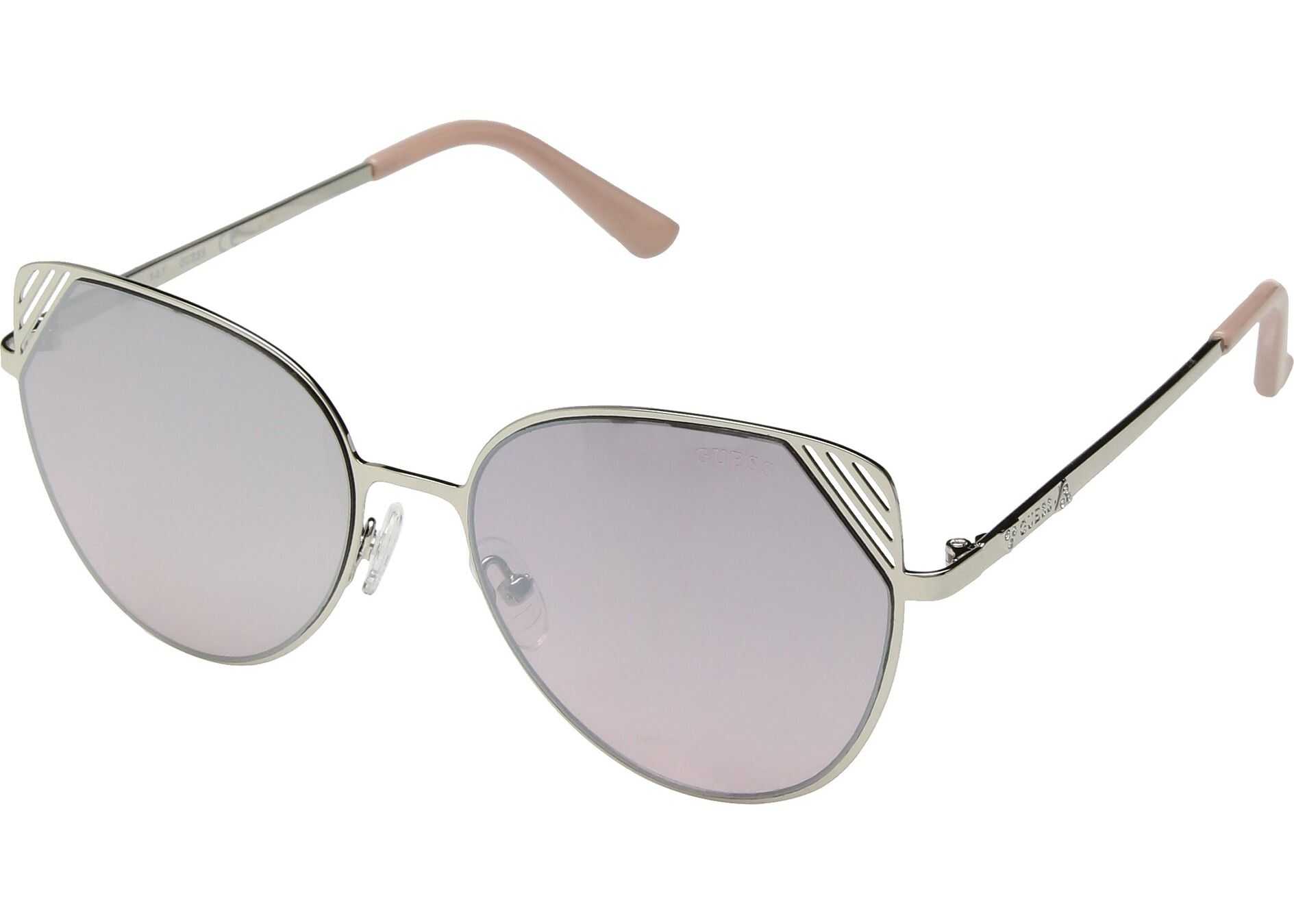 GUESS GF6056 Shiny Silver/Pink Gradient Flash Lens