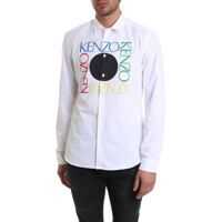 Camasi slim fit Square Logo Shirt In White Cotton Barbati