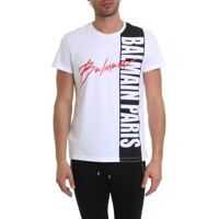 Tricouri White T-Shirt With Balmain Logo Print Barbati