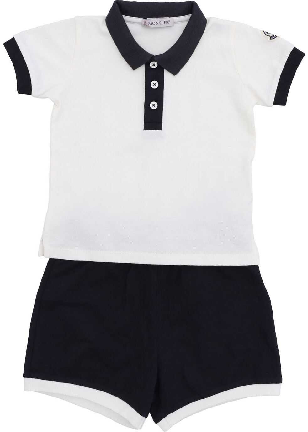 Moncler Kids Blue And White Polo And Bermuda White