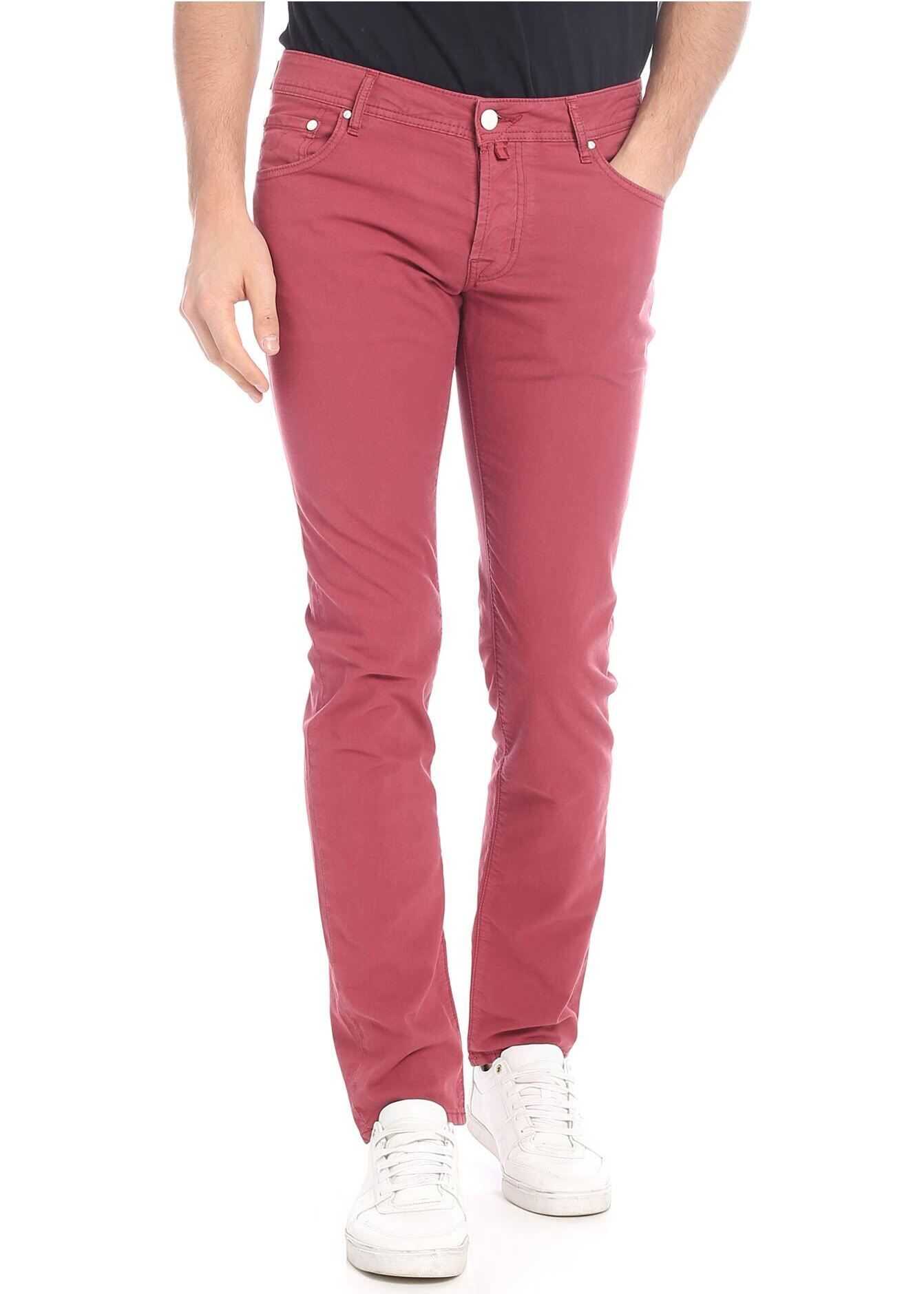 Jacob Cohen Stretch Cotton Trousers In Red Red
