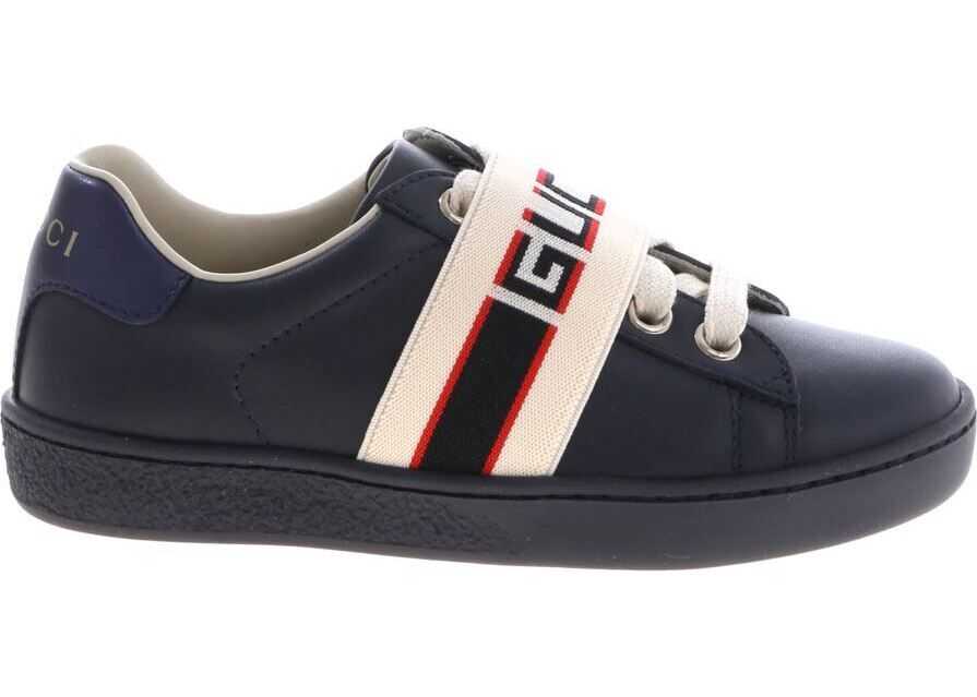 Gucci Blue Sneakers With Elastic Logo Band Blue