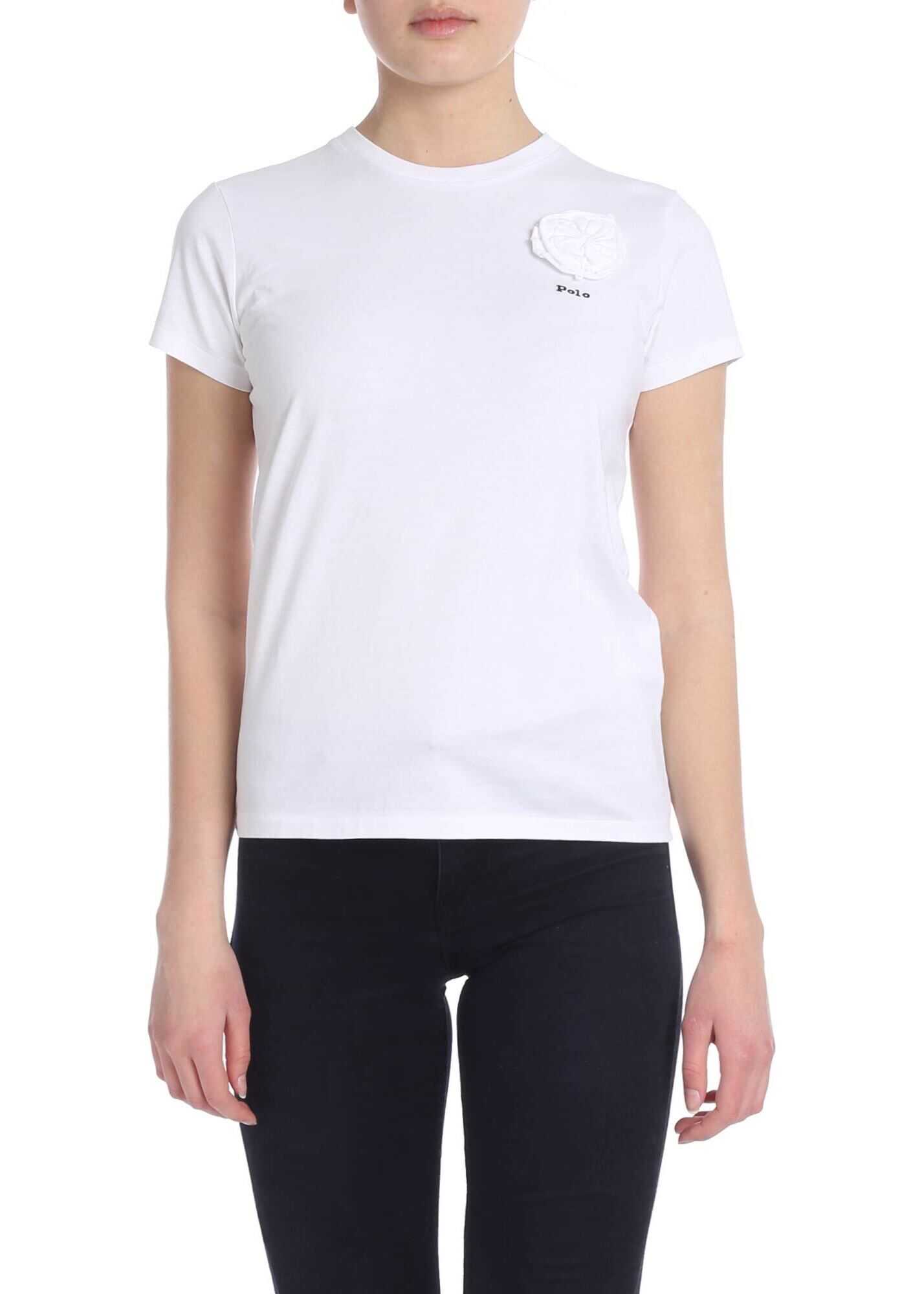 Ralph Lauren White T-Shirt With Flower Embellishment White