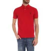 Tricouri Polo Red Polo Shirt With Blue Logo Embroidery Barbati
