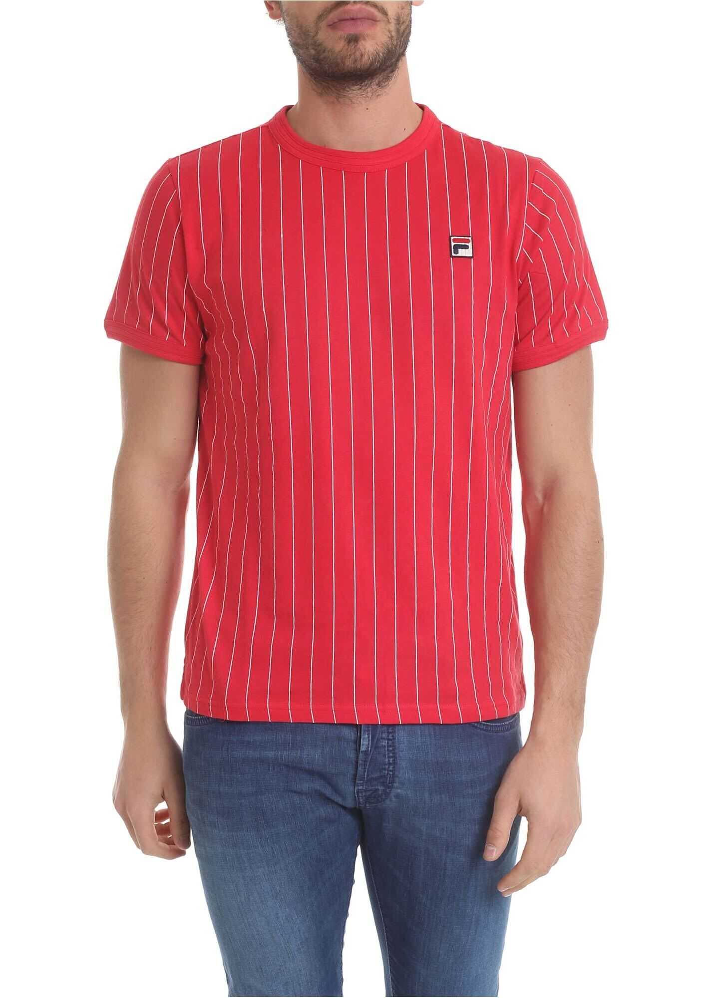 Red T-Shirt With Vertical Stripes