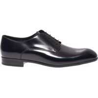 Pantofi Brushed Leather Derby In Black Barbati