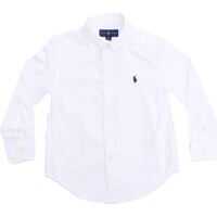 Camasi casual Button Down Shirt In White With Logo Baieti