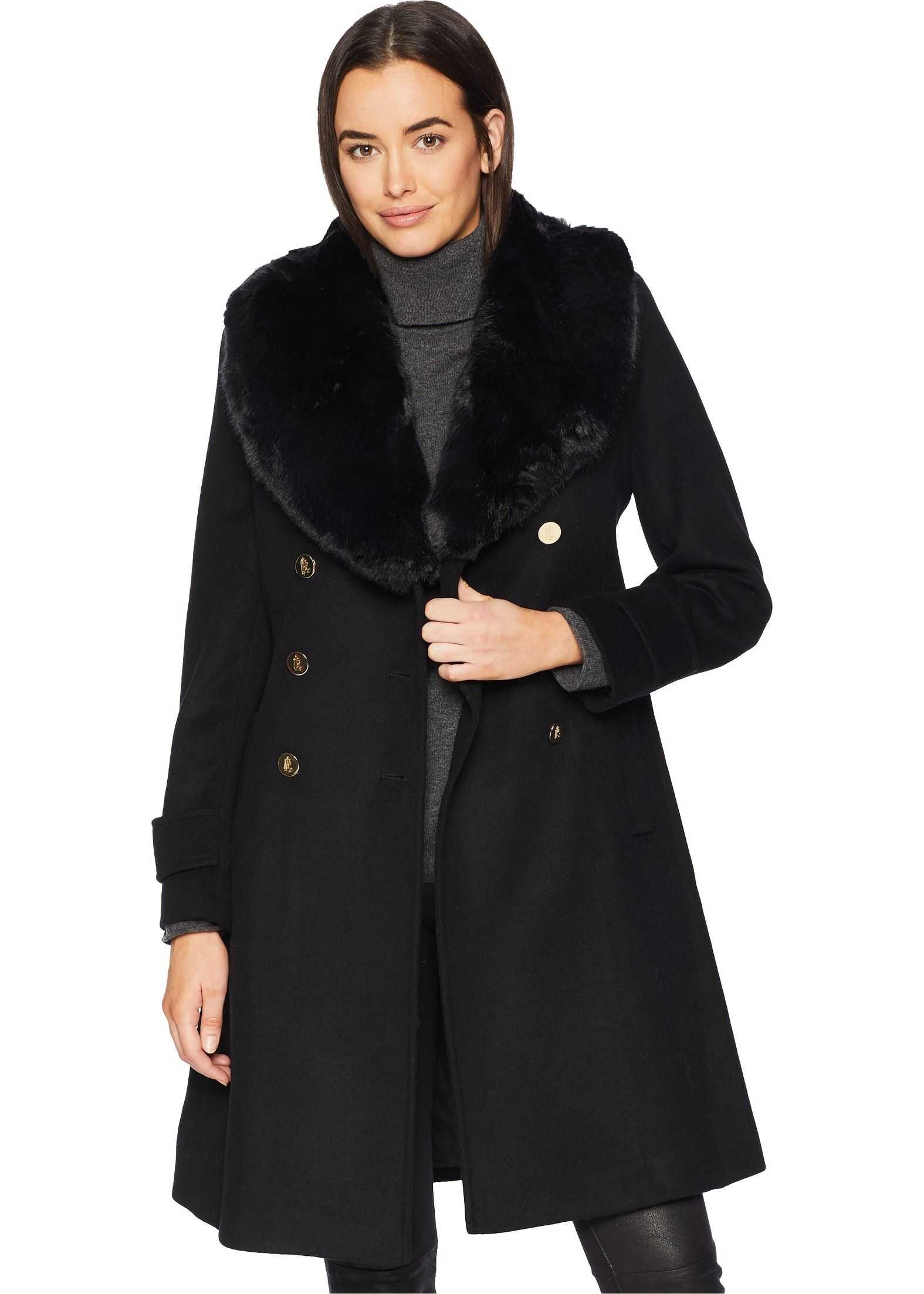 Double Breasted Military w/ Faux Fur Collar
