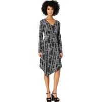 Rochii elegante Nicole Miller Painted Herringbone Asymmetrical Dress